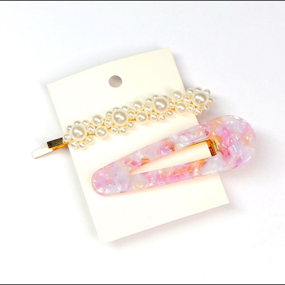 Pearl/Pink Hair Clips